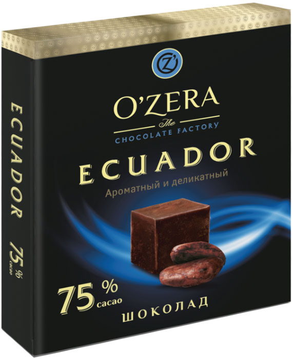 «OZera», шоколад Ecuador, содержание какао 75%, 90 г
