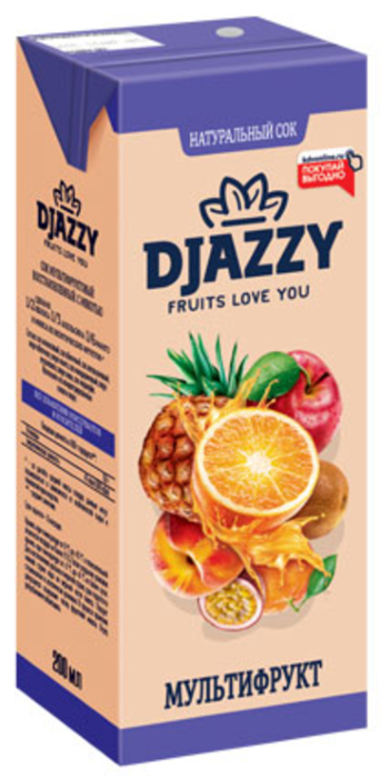 «Djazzy», сок мультифруктовый, с мякотью