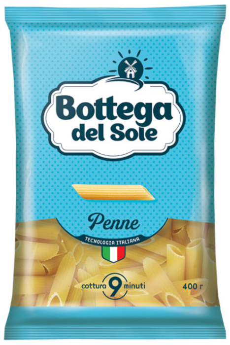 «Bottega del Sole», макаронные изделия «Перья», 400 г