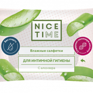 Влажные салфетки «Nice Time» для интимной гигиены Алоэ Вера, 15 шт
