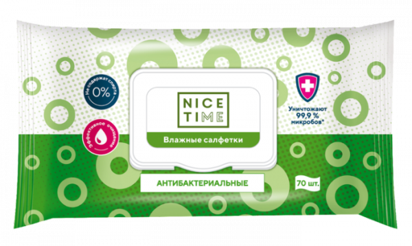 Салфетки «Nice Time» антибактериальные, 70 шт