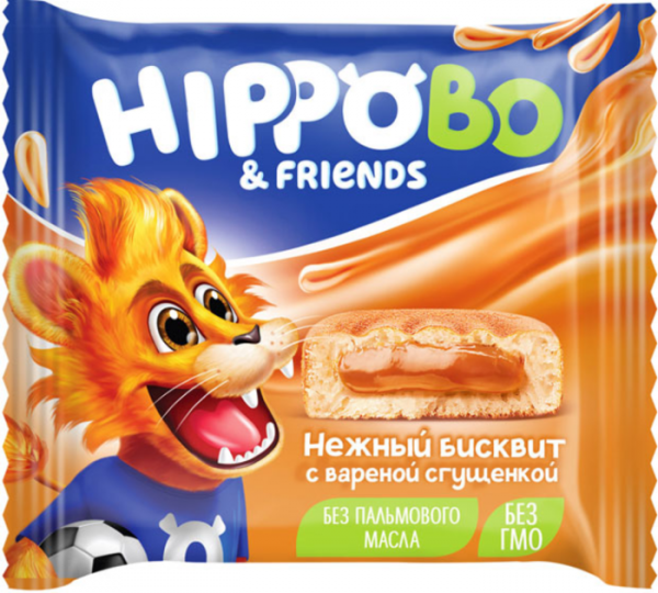Бисквитное пирожное HIPPO BO & friends с вареной сгущенкой, 32 г