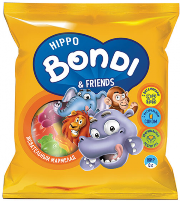 «HIPPO BONDI & FRIENDS», мармелад жевательный с соком ягод и фруктов, 70 г