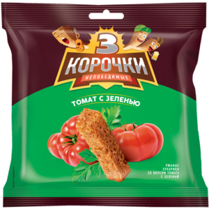 «3 Корочки», сухарики со вкусом томата и зелени, 100 г