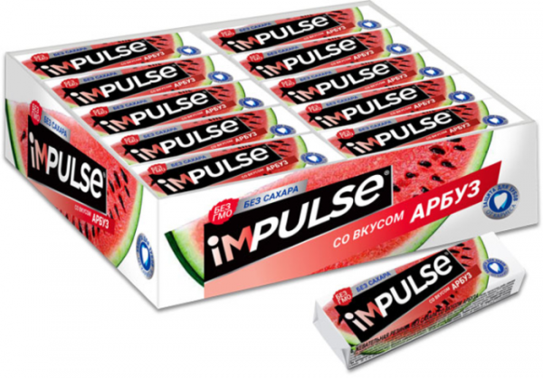 «Impulse», жевательная резинка со вкусом «Арбуз», без сахара, 14 г