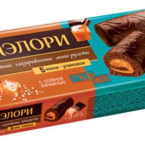 «Мэлори», мини-рулет бисквитный со вкусом солёной карамели, 200 г