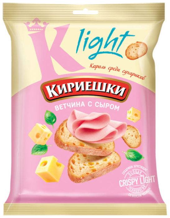 «Кириешки Light», сухарики со вкусом ветчины с сыром, 33 г