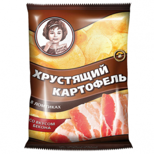 «Хрустящий картофель», чипсы со вкусом бекона, произведены из свежего картофеля, 40 г