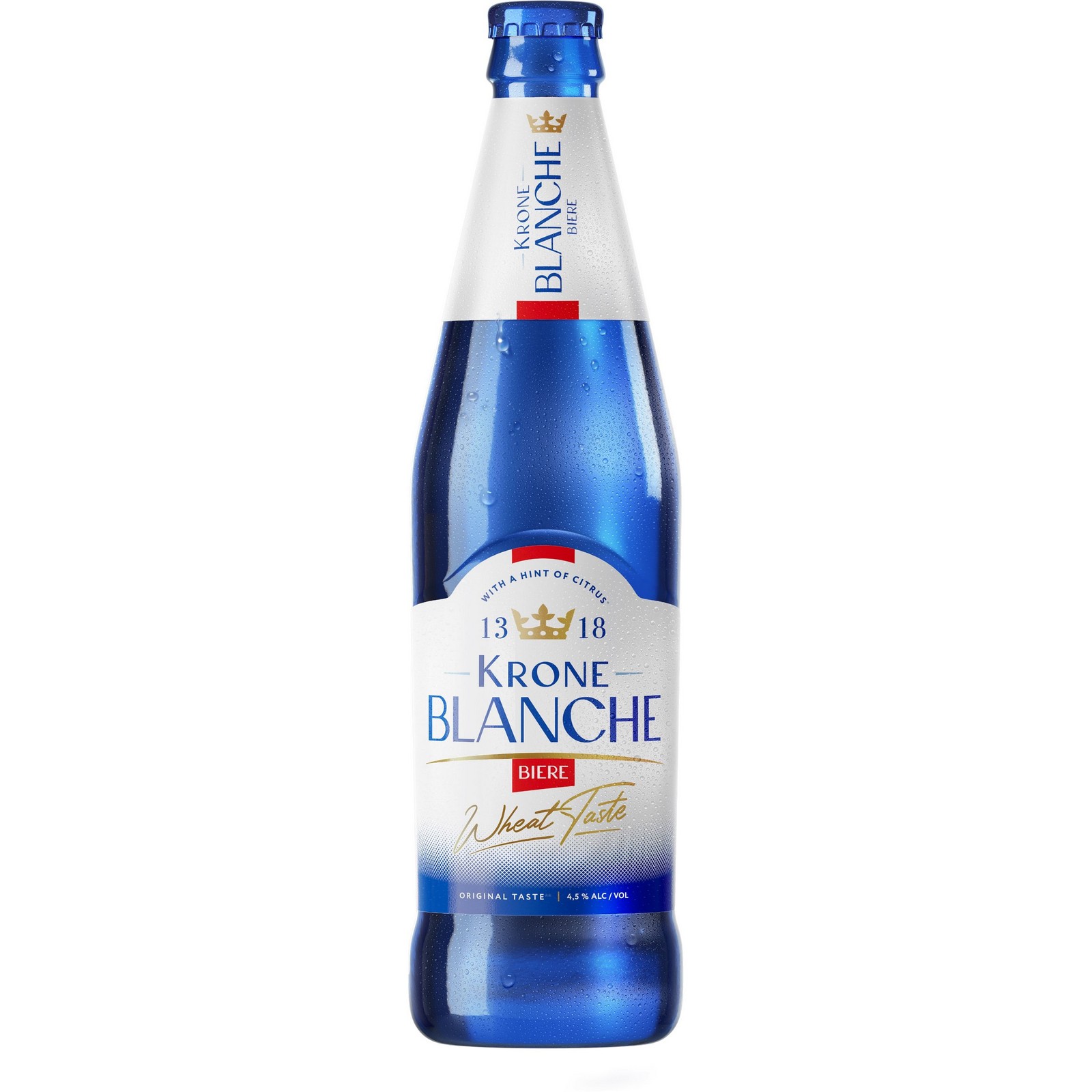 03a1150d8a645a88dd2b06efcd629e6e.jpg Напиток пивной светлый Krone Blanche Beer 1318, пастеризованный, 4,5%, стекло, 450 мл