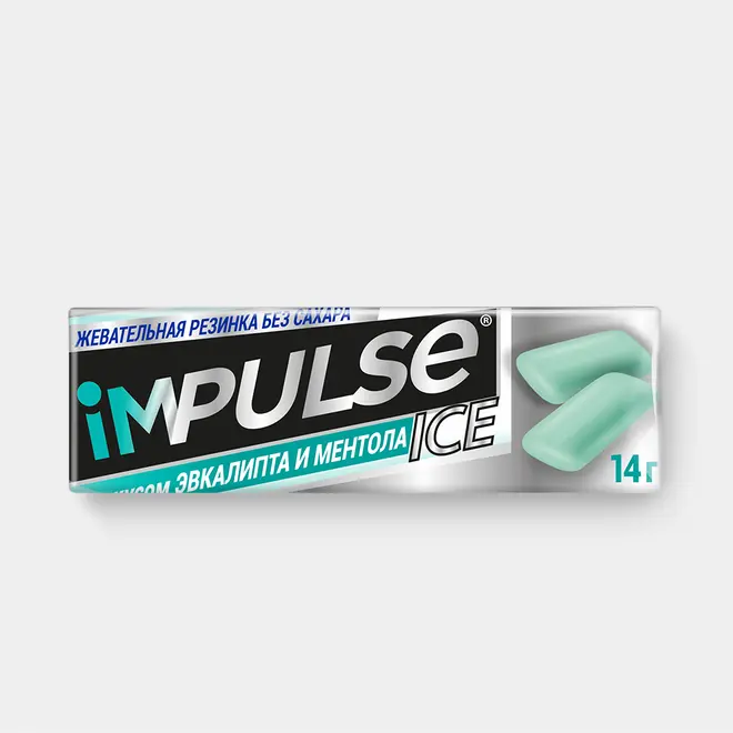 53332.webp «Impulse ICE», жевательная резинка со вкусом эвкалипта и ментола, 14 г (упаковка 30 шт)