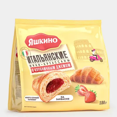 «Яшкино», мини-круассаны с клубничным джемом, 180 г «Яшкино», мини-круассаны с клубничным джемом, 180 г — купить в Красноярске