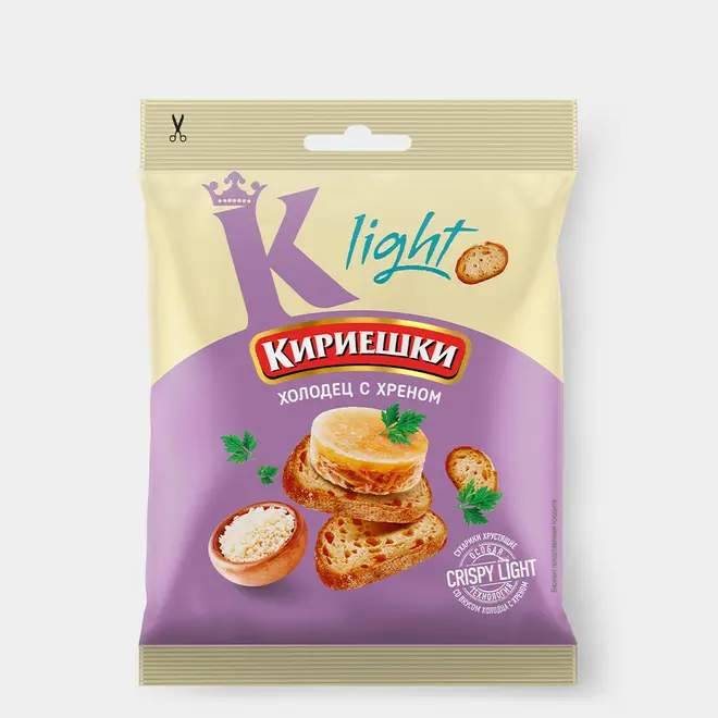 53919.webp «Кириешки Light», сухарики со вкусом «Холодец с хреном», 33 г