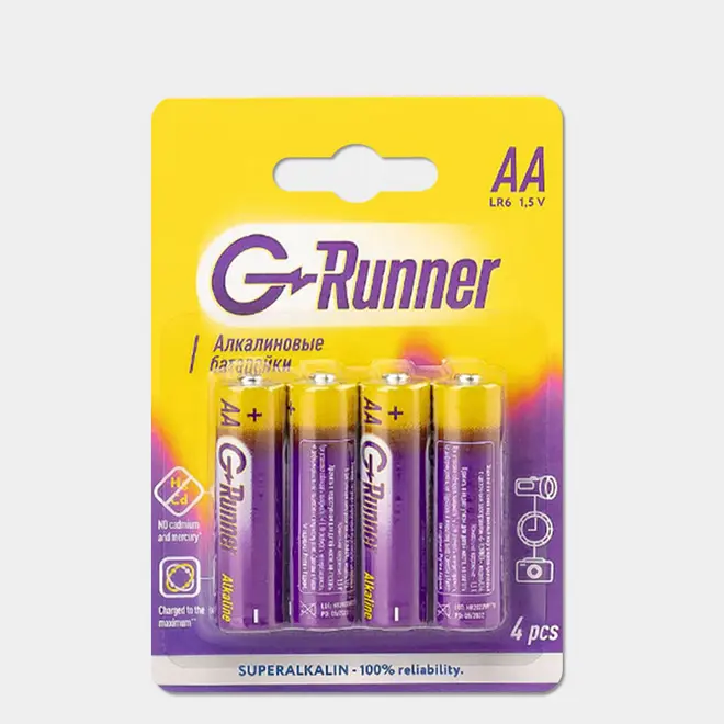 54465.webp Батарейки алкалиновые «G-runner» AA/LR6, 1,5 V, в блистере 4 батарейки, (упаковка 12 шт)
