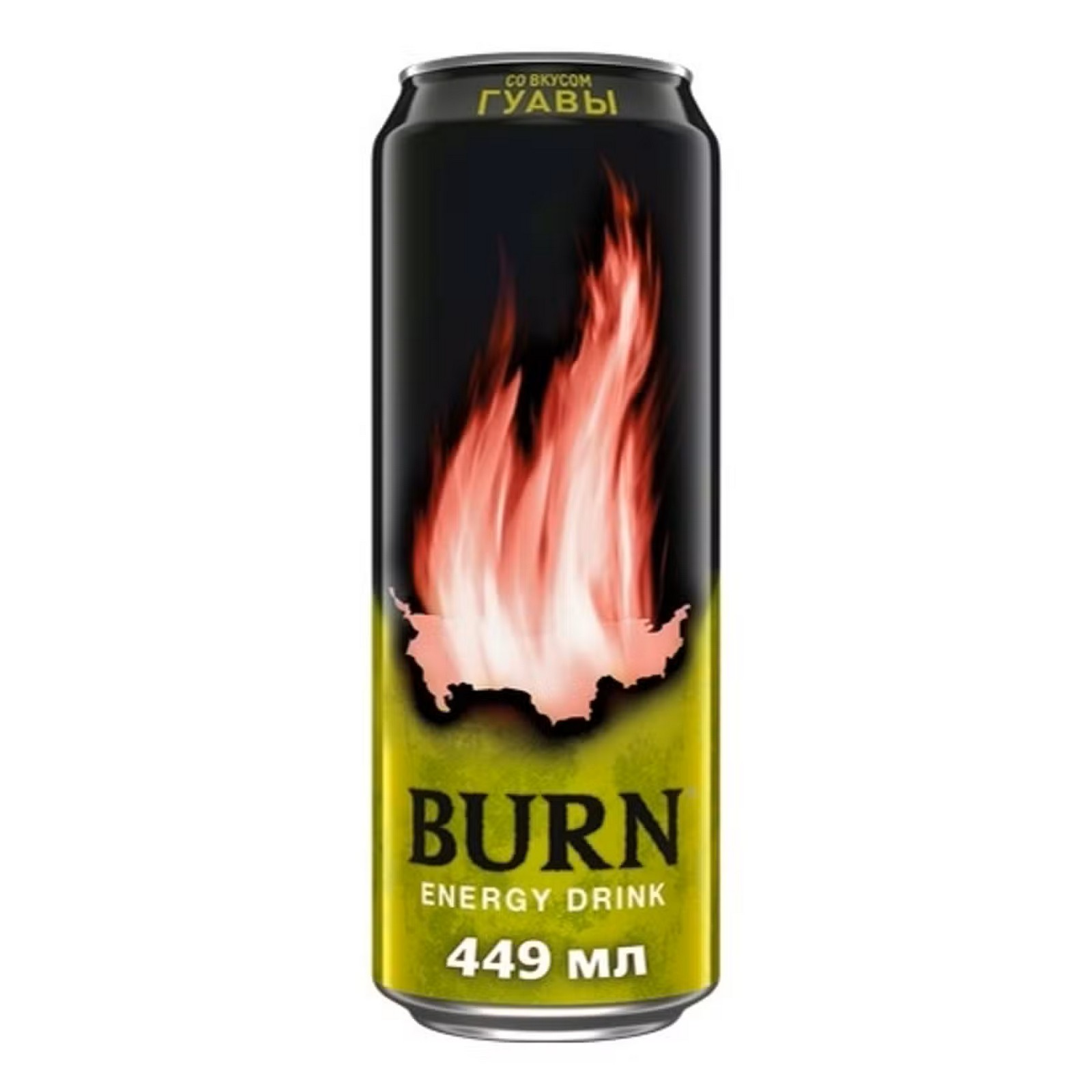 5627541340b871912433be16fe2c80be.jpg Напиток энергетический Burn "Гуава", газированный, безалкогольный, ж/б, 0,449 л