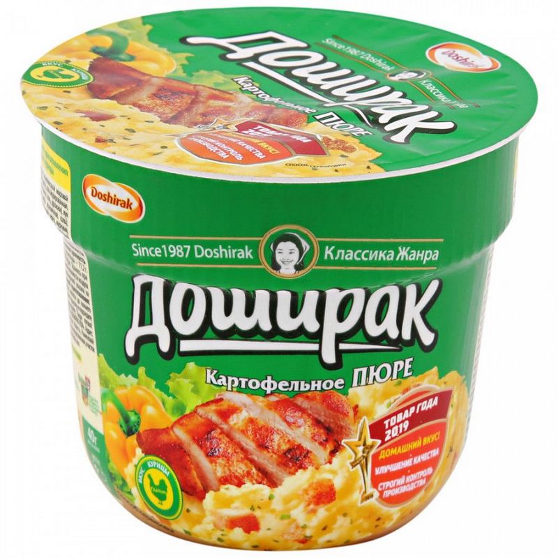 6bfd1e284f7780516cd82d3ccfbf2b05.jpg Пюре картофельное быстрого приготовления Доширак "Курица", стакан, 40 г