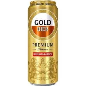 Пиво светлое Gold Bier «Premium Pilsener», фильтрованное, пастеризованное, 4,8%, ж/б, 0,43 л