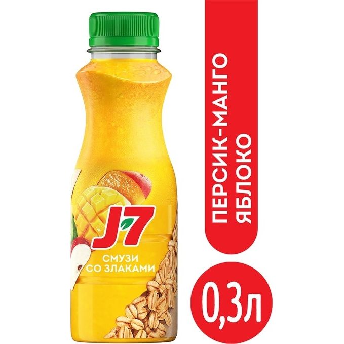 8d1c2f2c92fe3d799ddfa9a23db3e57d.jpg Коктейль-смузи со злаками J-7 "Полезный завтрак | Персик-Манго-Яблоко", 0,3 л