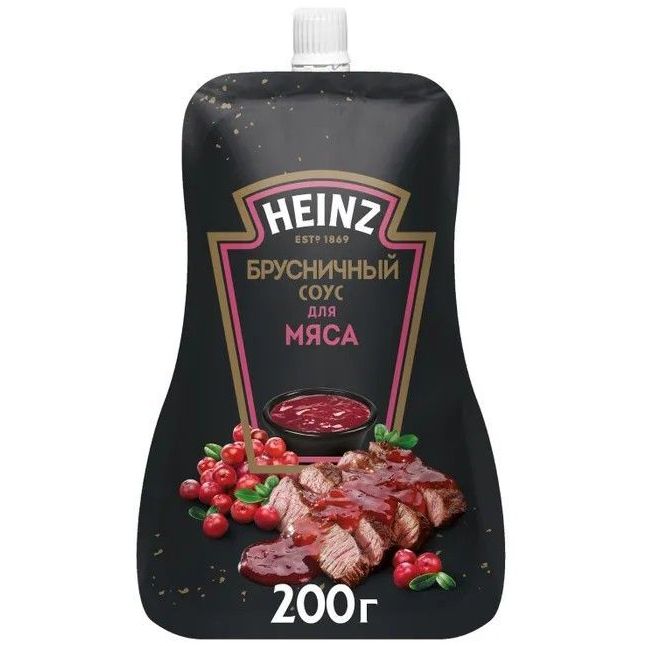 ac74d9f3bf2883985fe712bd5446ef57.jpg Соус деликатесный Heinz "Брусничный для мяса", дой-пак, 200 г