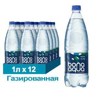 Вода питьевая BonAqua, газированная, ПЭТ, 1 л
