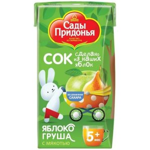 Сок Сады Придонья «Яблоко | Груша», восстановленный с мякотью, с 5 месяцев, 125 мл