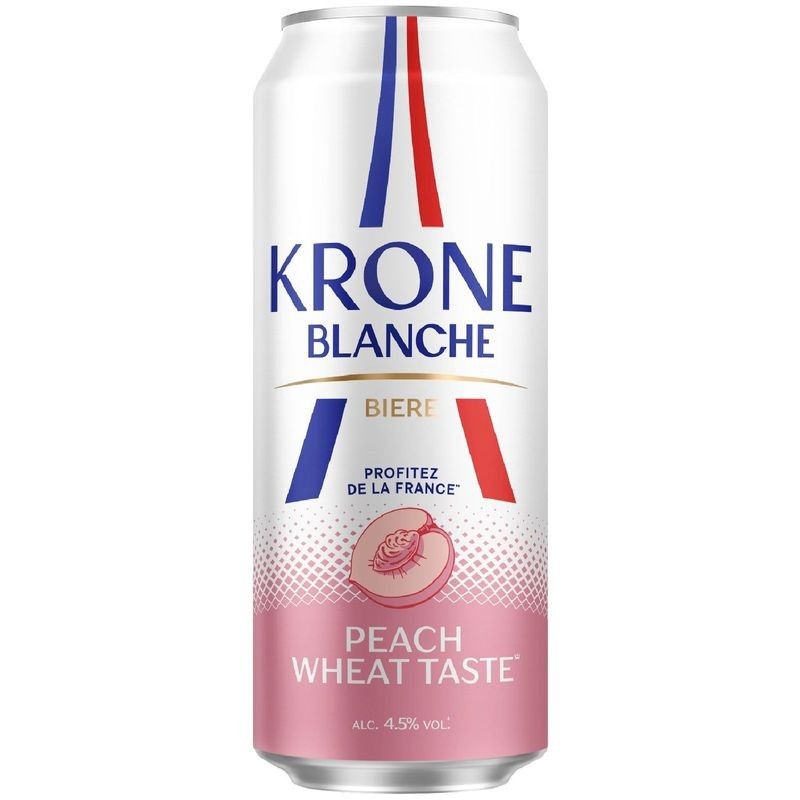 jvby749y2e73jlhnohgjzbfcszbraco7.jpg Напиток пивной Krone Blanche Beer "Персик", 4,5%, ж/б, 450 мл